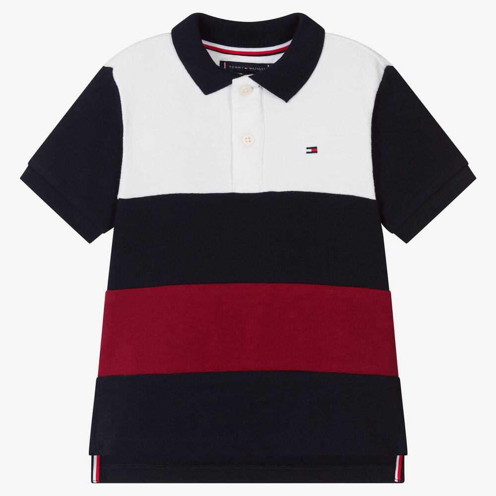 Tommy Hilfiger Boys Blue Colourblock Polo Shirt Childrensalon