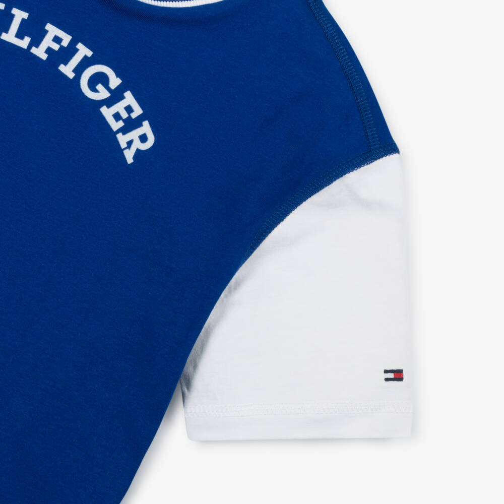 Tommy Hilfiger-Boys Blue Cotton Block Tee | Childrensalon Outlet