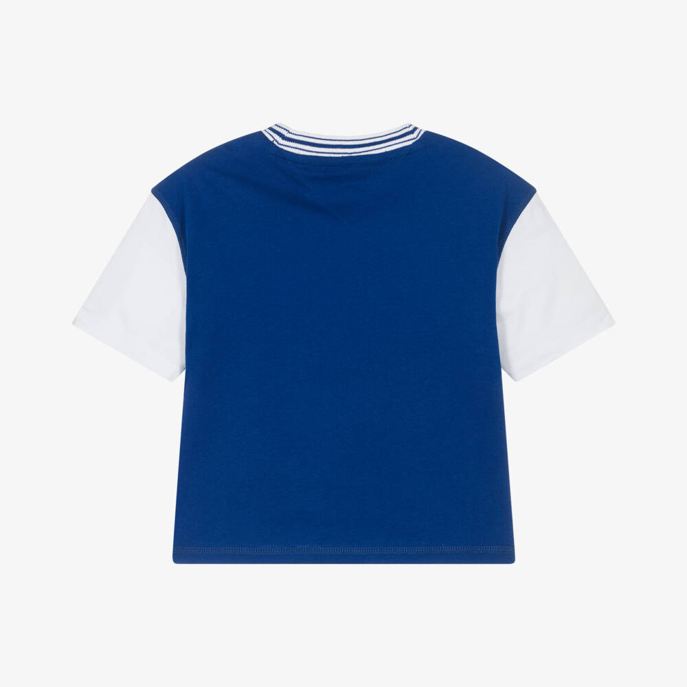 Tommy Hilfiger-Boys Blue Cotton Block Tee | Childrensalon Outlet