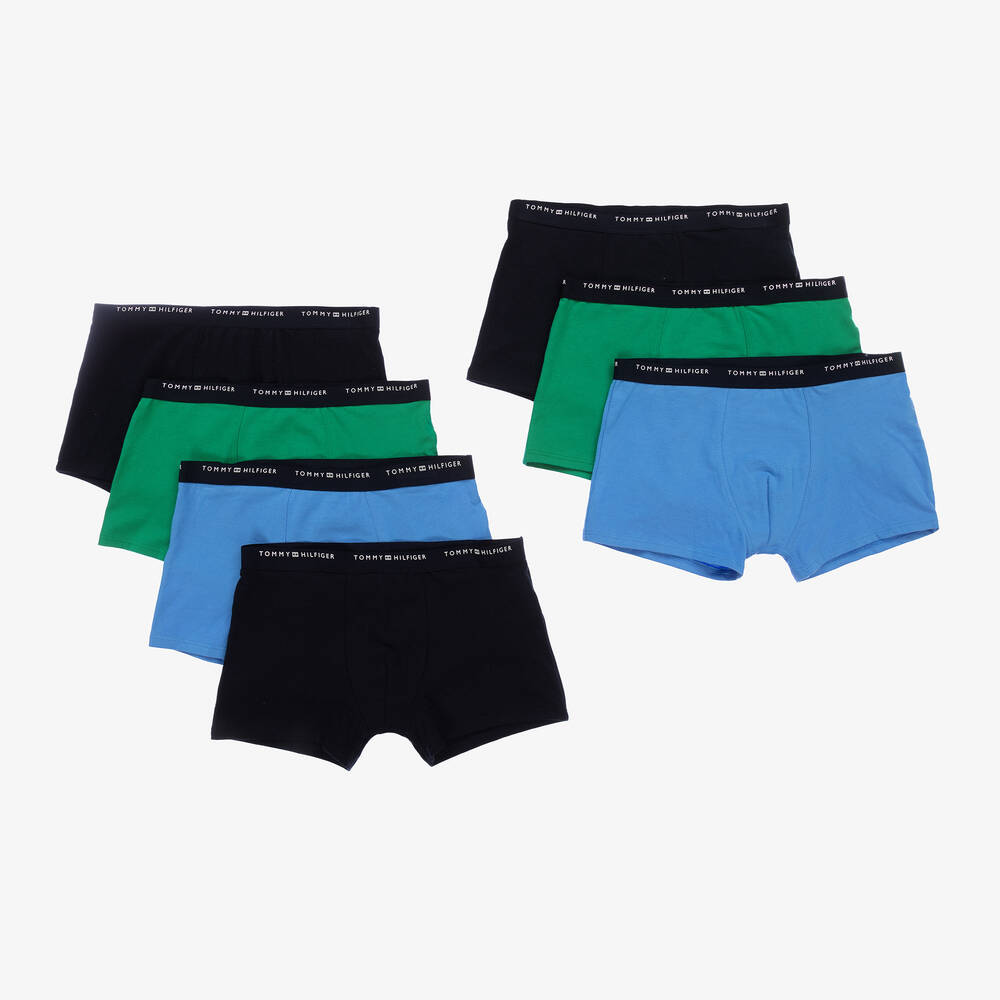 Tommy Hilfiger-Boys Blue Cotton Boxer Shorts (7 Pack) | Childrensalon Outlet