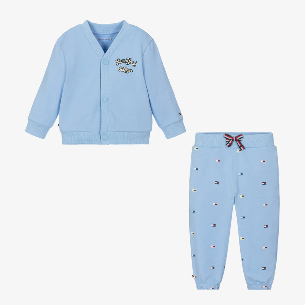 Tommy Hilfiger-Boys Blue Cotton Cardigan Set | Childrensalon Outlet