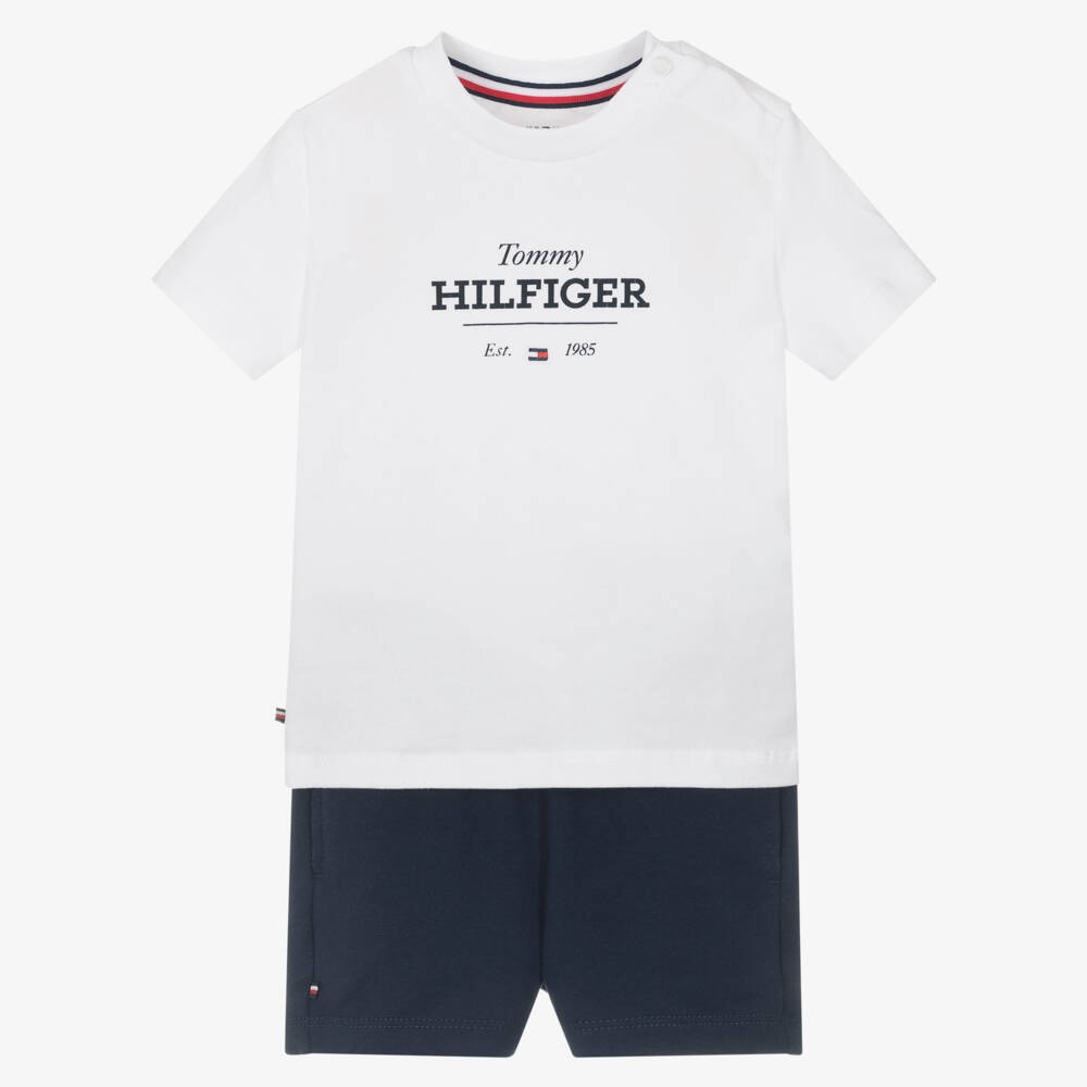 Tommy Hilfiger-Boys Blue Cotton Casual Set | Childrensalon Outlet