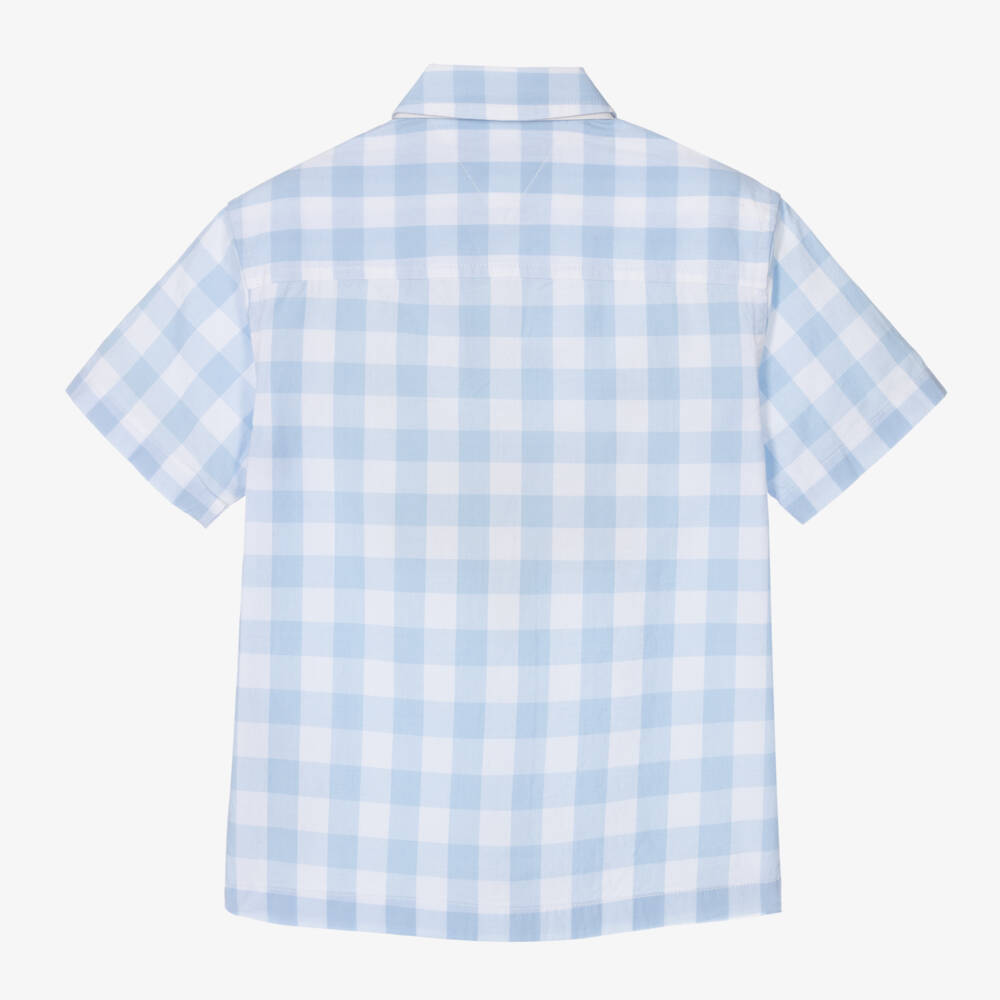 Tommy Hilfiger-Boys Blue Cotton Check Shirt | Childrensalon Outlet