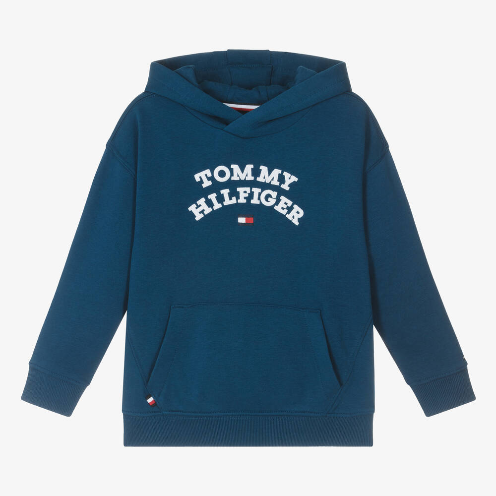 Tommy Hilfiger - Boys Blue Cotton Hoodie | Childrensalon