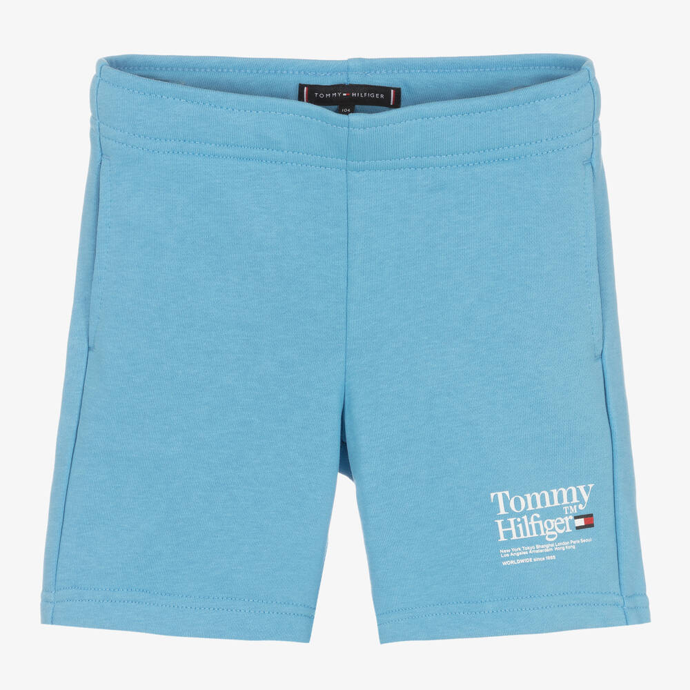 Tommy Hilfiger - Boys Blue Cotton Jersey Logo Shorts | Childrensalon