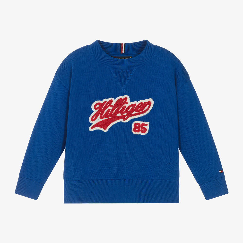 Tommy Hilfiger-Boys Blue Cotton Jumper | Childrensalon Outlet