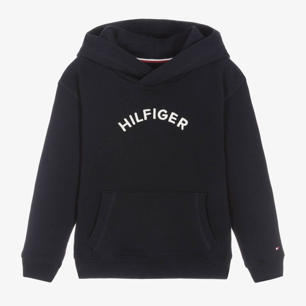 Tommy Hilfiger - Boys Blue Cotton Logo Hoodie | Childrensalon