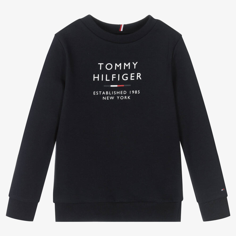 Tommy Hilfiger - Boys Blue Cotton Logo Sweatshirt | Childrensalon
