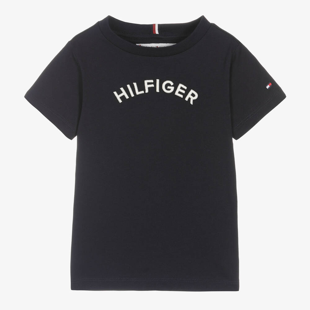 Tommy Hilfiger - Boys Blue Cotton Logo T-Shirt | Childrensalon