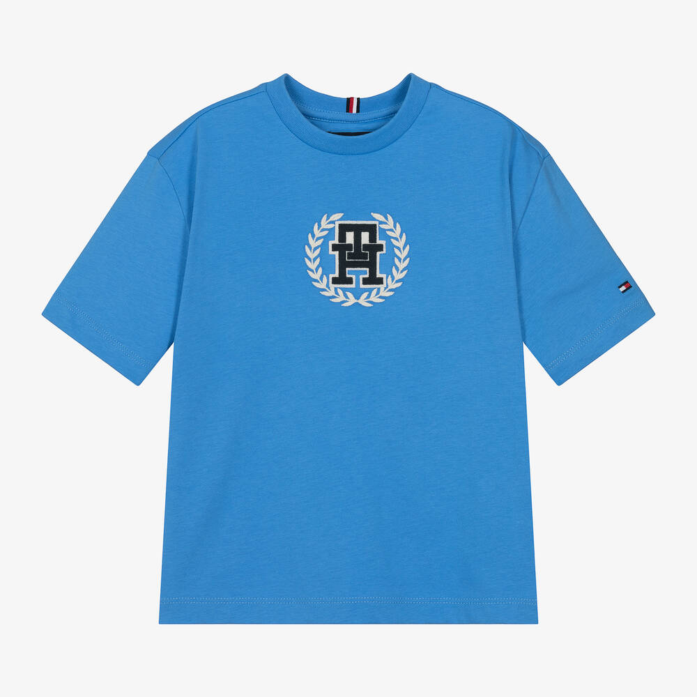 Tommy Hilfiger-Boys Blue Cotton Monogram T-Shirt | Childrensalon Outlet