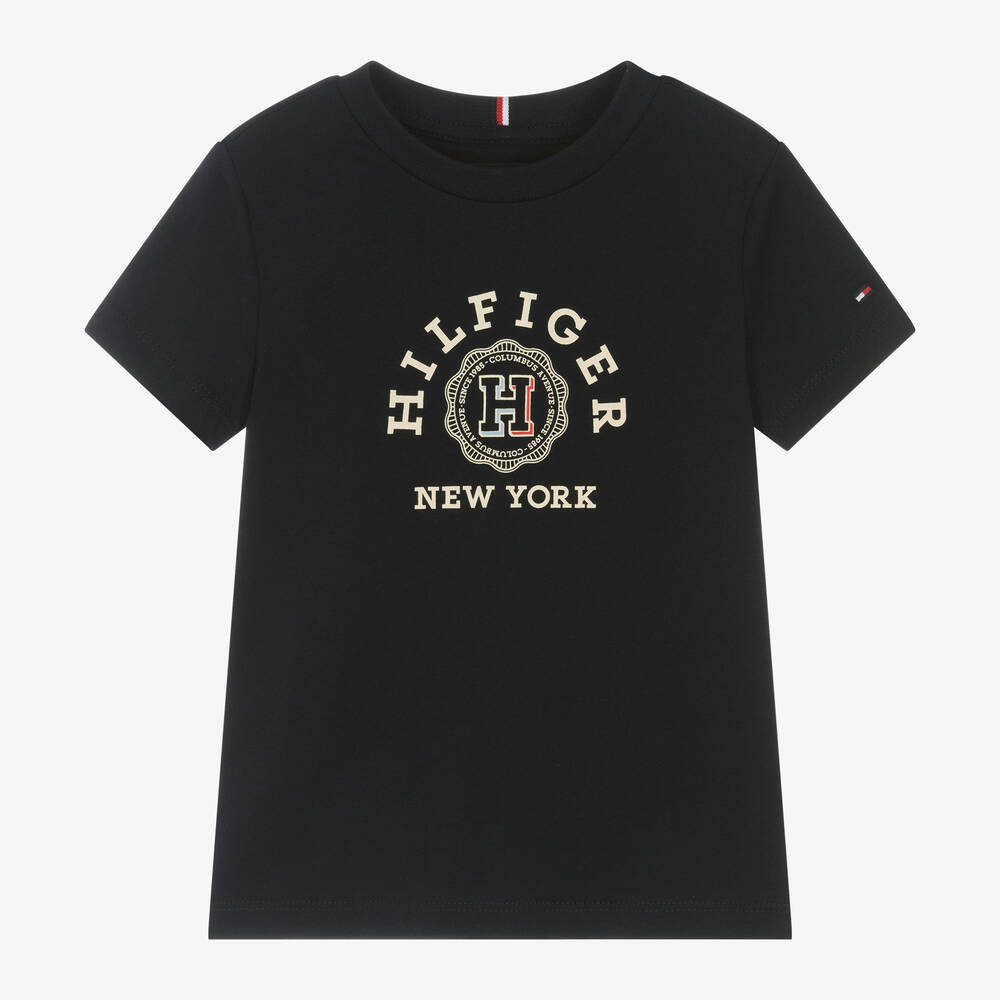 Boys Blue Cotton Monotype Logo T Shirt