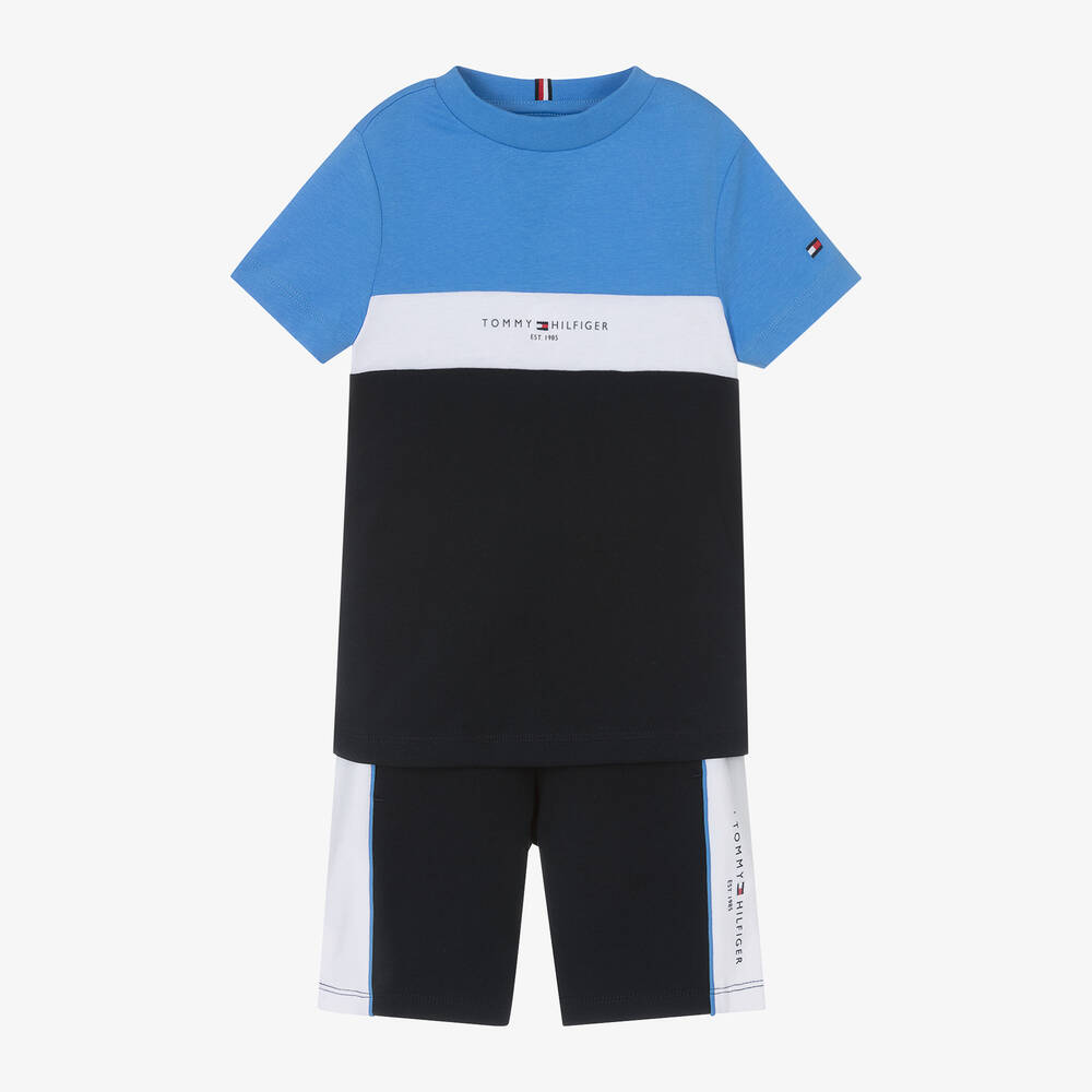 Tommy Hilfiger-Boys Blue Cotton Shorts Set | Childrensalon Outlet