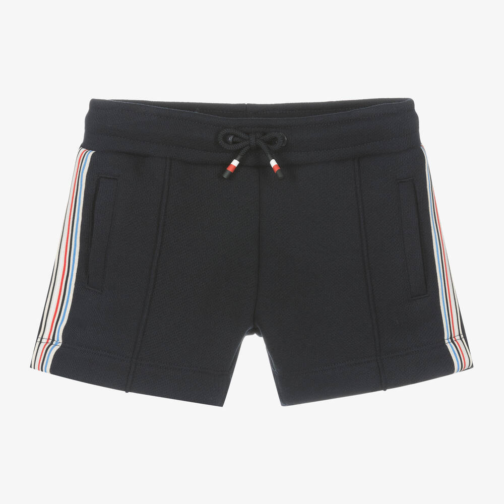 Tommy Hilfiger-Boys Blue Cotton Striped Tape Shorts | Childrensalon Outlet