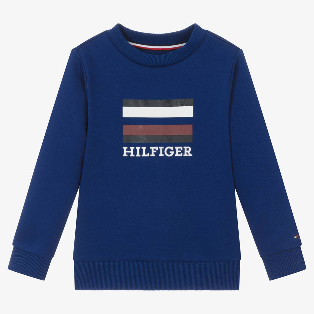 Tommy Hilfiger - Sweat-shirt bleu en coton Garçon | Childrensalon