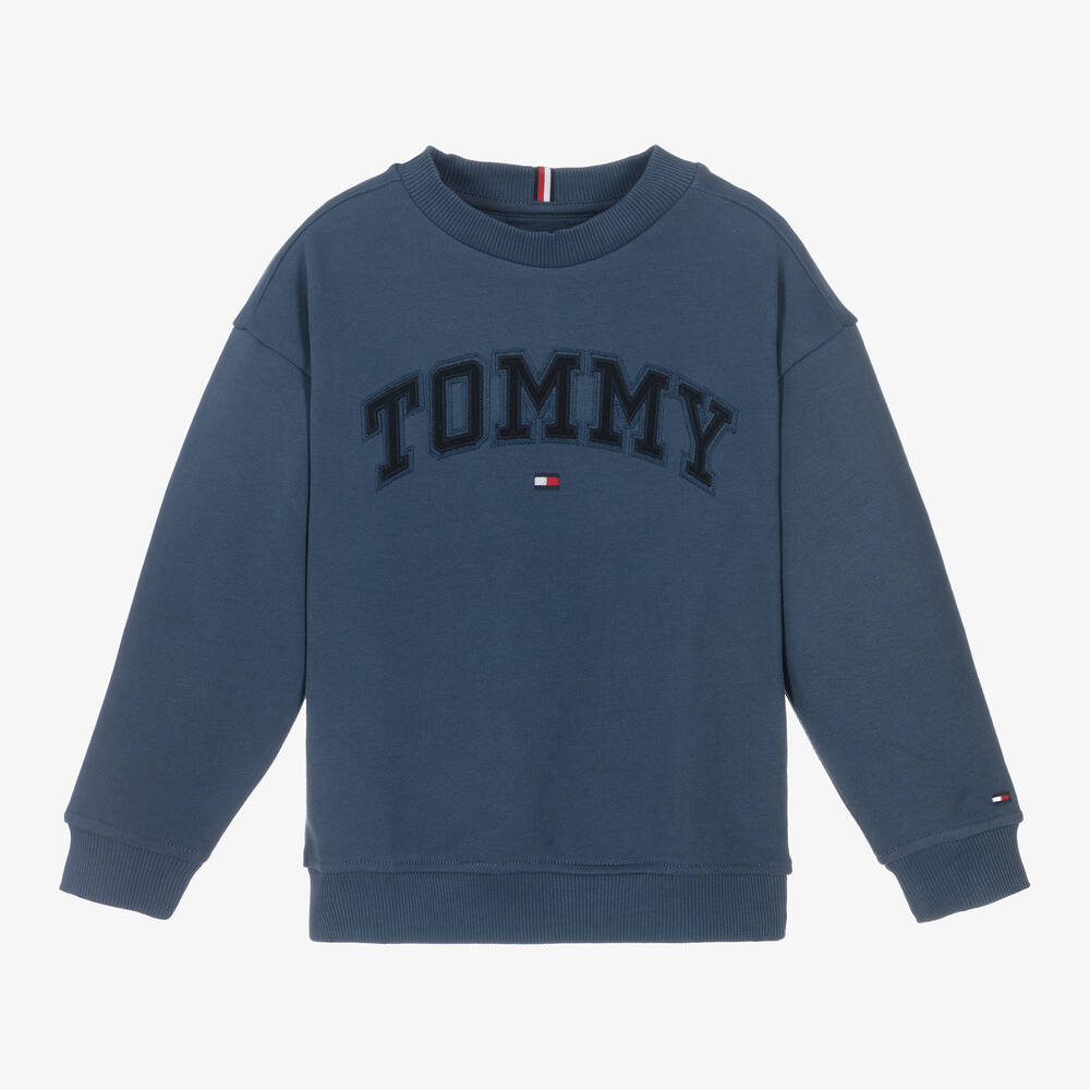 Tommy Hilfiger-Boys Blue Cotton Sweatshirt | Childrensalon Outlet