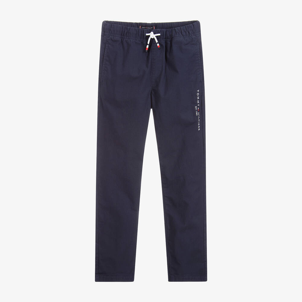 Tommy Hilfiger - Boys Blue Cotton Trousers | Childrensalon