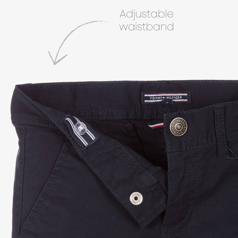 Tommy Hilfiger Boys Blue Cotton Trousers Childrensalon Outlet