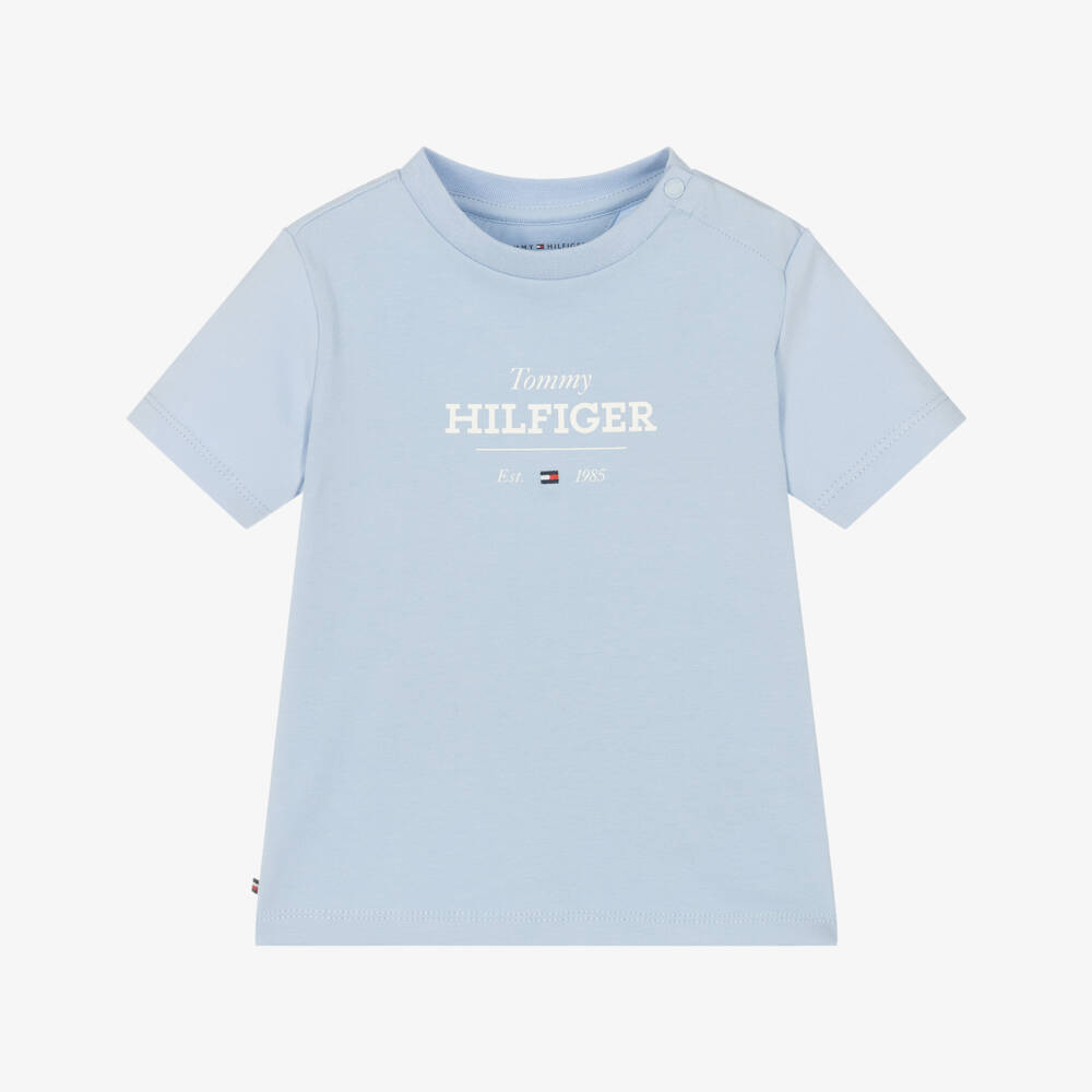 Tommy Hilfiger-Boys Blue Crew Neck Tee | Childrensalon Outlet
