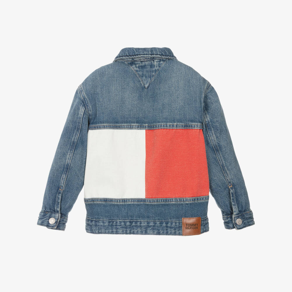 Tommy Hilfiger-Boys Blue Denim Jacket with Back Flag Logo | Childrensalon Outlet