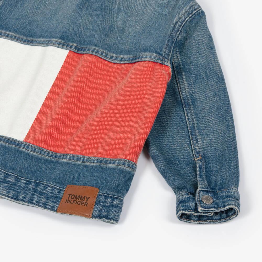 Tommy Hilfiger-Boys Blue Denim Jacket with Back Flag Logo | Childrensalon Outlet