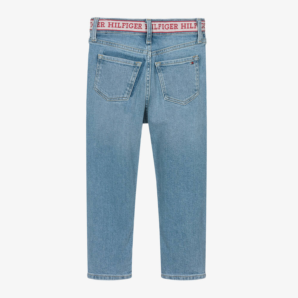 Tommy Hilfiger-Boys Blue Denim Jacquard-Waist Jeans | Childrensalon Outlet