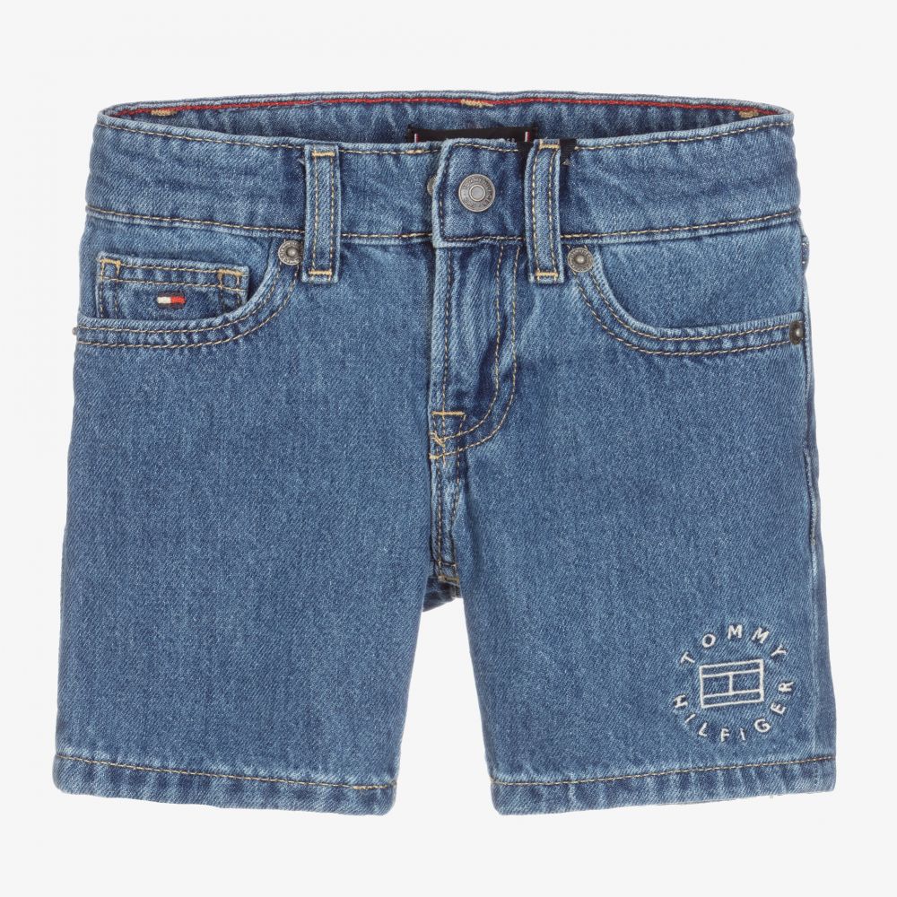 Tommy Hilfiger - Boys Blue Denim Logo Shorts | Childrensalon