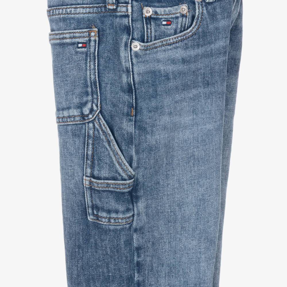 Tommy Hilfiger-Boys Blue Denim Vintage Wash Carpenter Jeans | Childrensalon Outlet