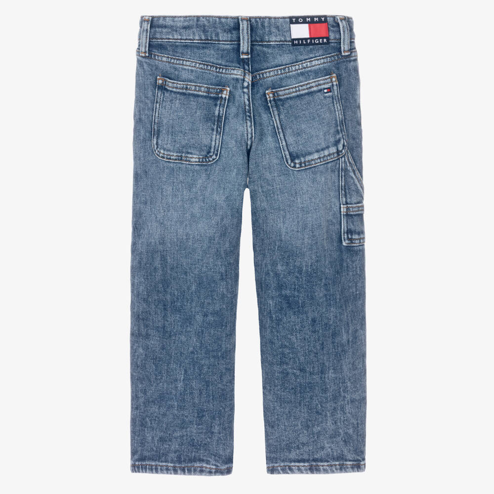 Tommy Hilfiger-Boys Blue Denim Vintage Wash Carpenter Jeans | Childrensalon Outlet