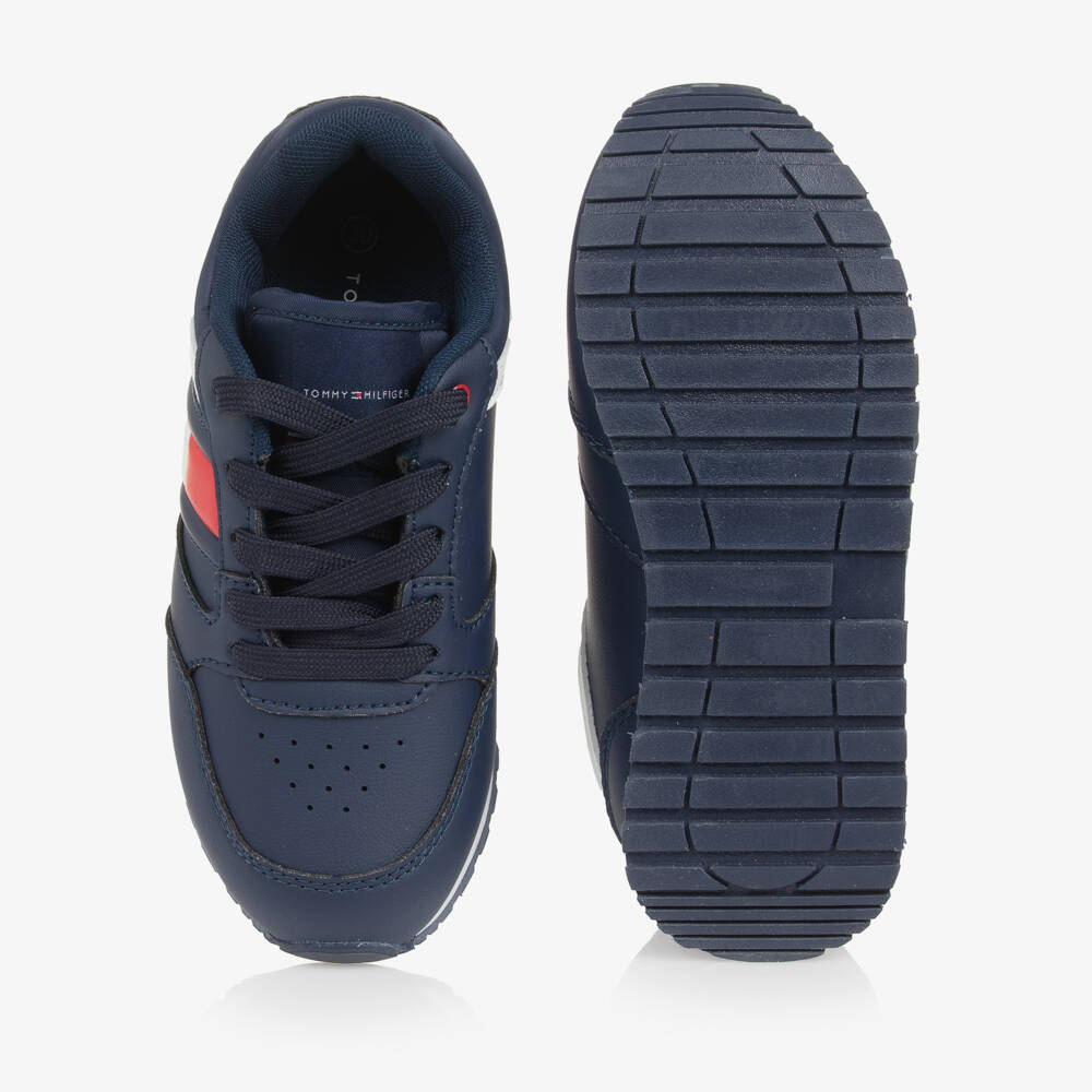 Tommy Hilfiger-Boys Blue Faux Leather Sneakers | Childrensalon Outlet