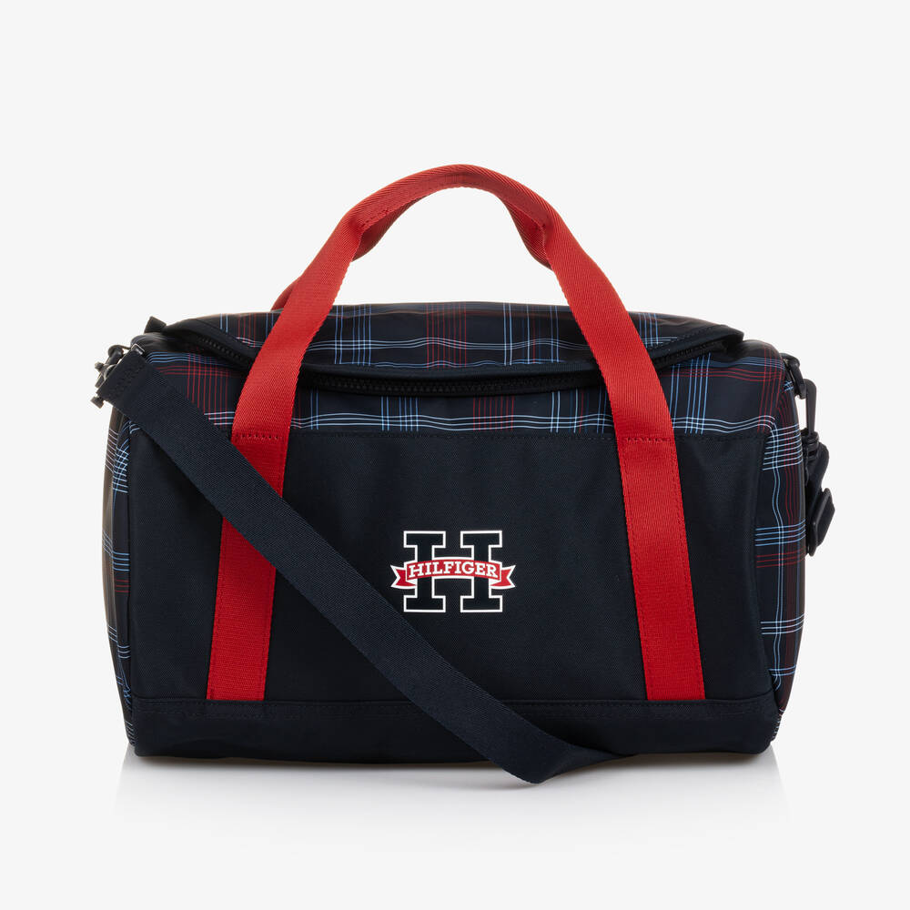 Tommy Hilfiger-Boys Blue Global Stripe Check Sports Bag | Childrensalon Outlet