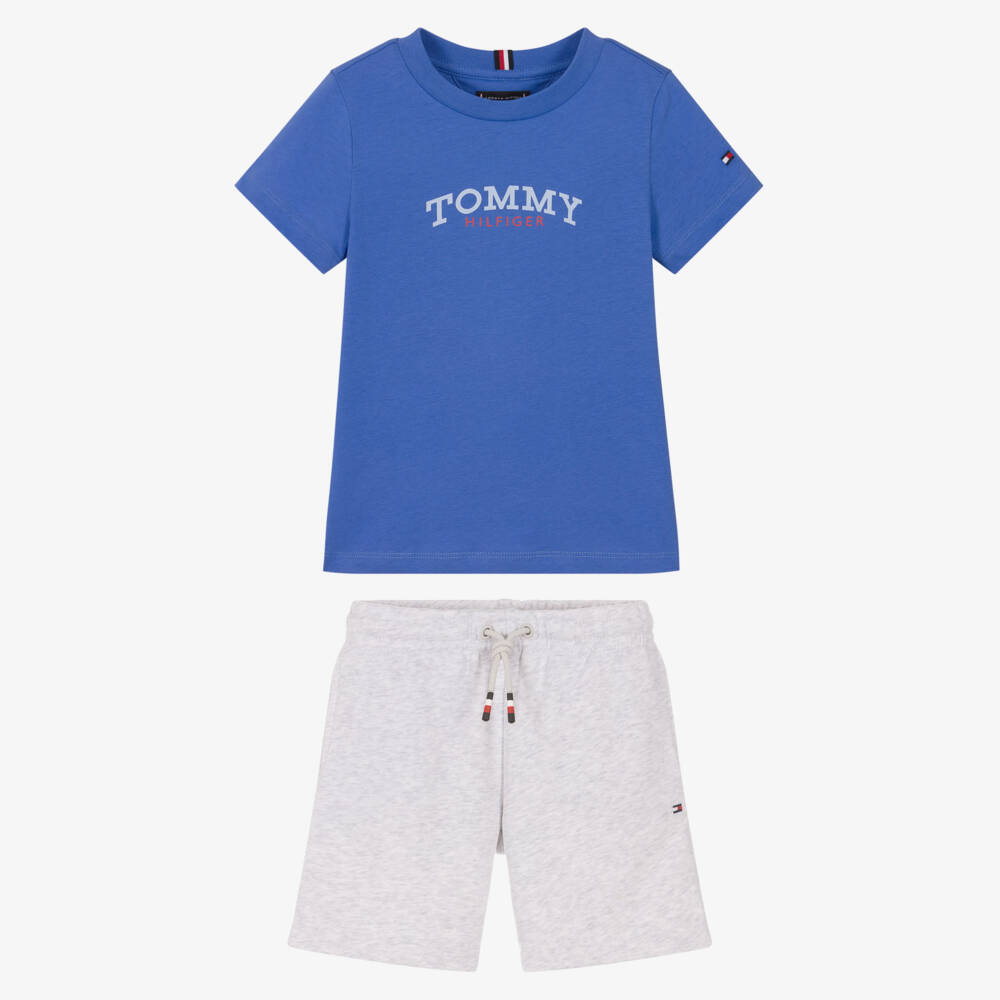 Tommy Hilfiger-Boys Blue & Grey Cotton Jersey Shorts Set | Childrensalon Outlet
