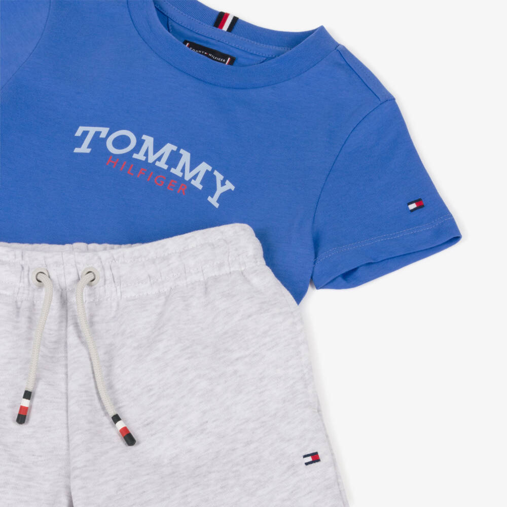 Tommy Hilfiger-Boys Blue & Grey Cotton Jersey Shorts Set | Childrensalon Outlet