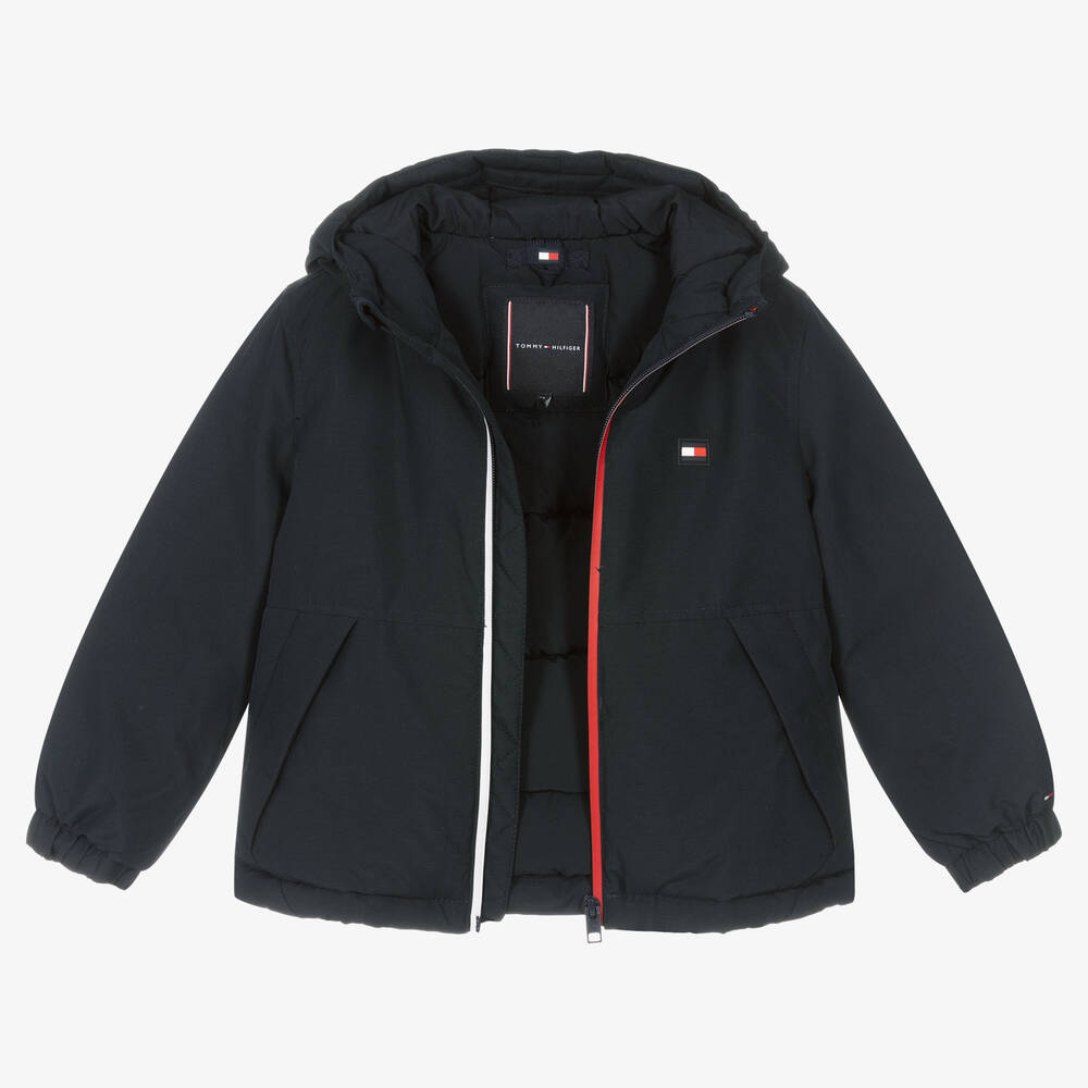 Tommy Hilfiger Boys Blue Hooded Logo Jacket Childrensalon Outlet