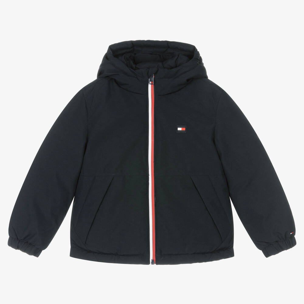 Tommy Hilfiger - Boys Blue Hooded Logo Jacket | Childrensalon