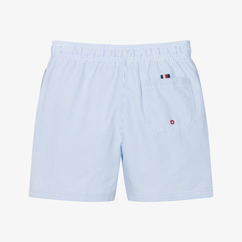 Tommy Hilfiger-Boys Blue Ithaca Stripe Seersucker Swim Shorts | Childrensalon Outlet