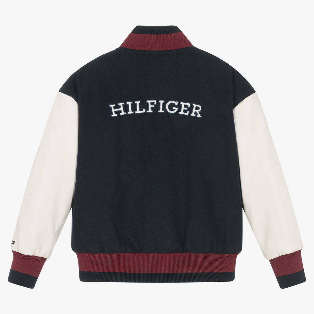 Tommy Hilfiger Veste de baseball bleue et ivoire