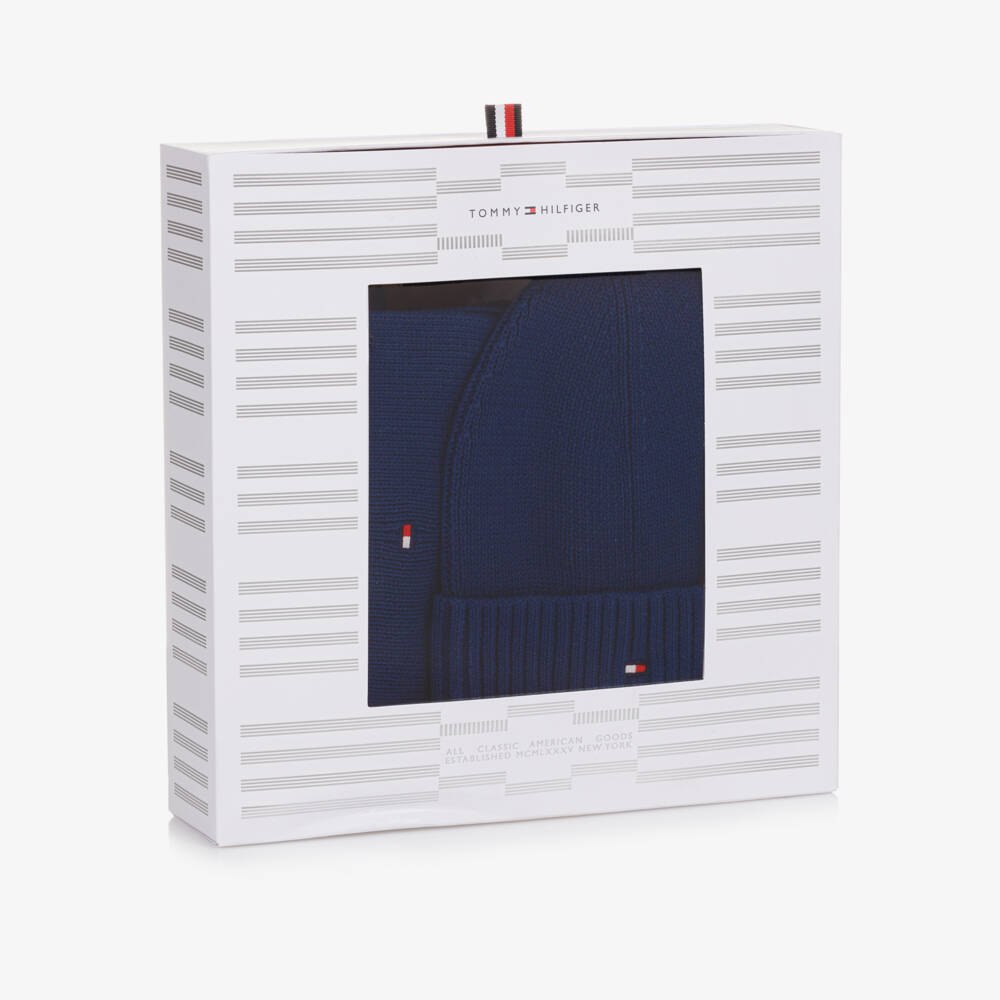 Tommy Hilfiger-Boys Blue Knit Hat and Scarf | Childrensalon Outlet