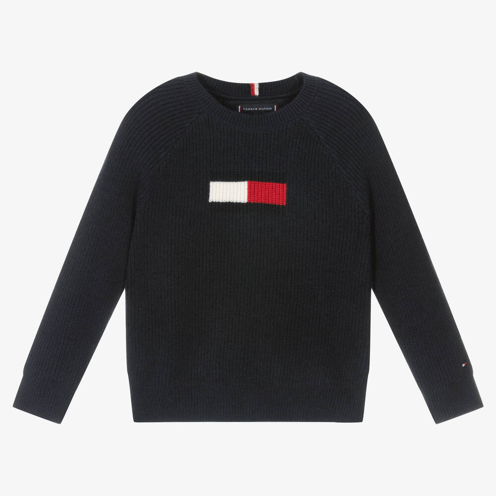 Tommy Hilfiger - Boys Blue Knit Logo Sweater | Childrensalon