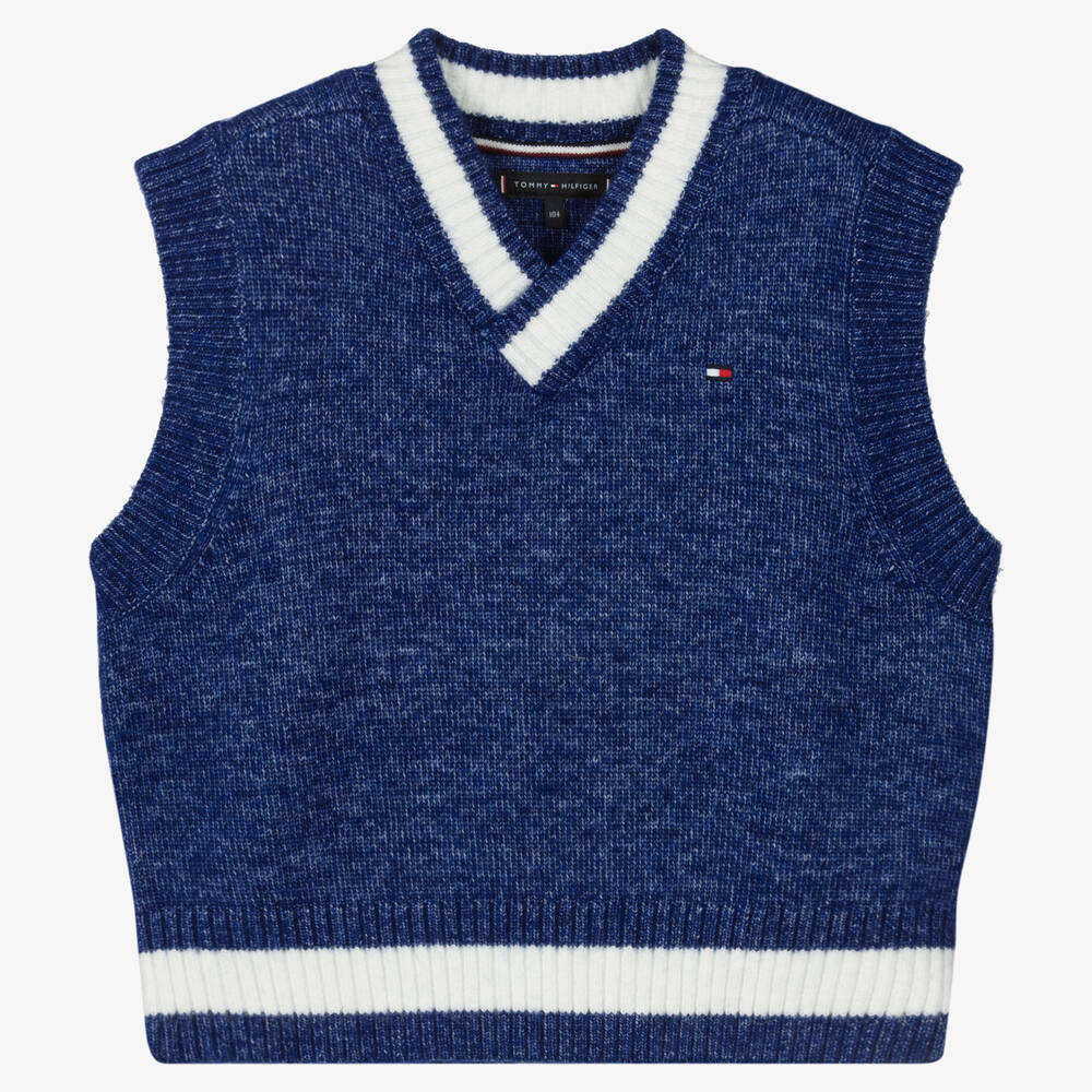 Tommy Hilfiger - Boys Blue Knit Slipover | Childrensalon