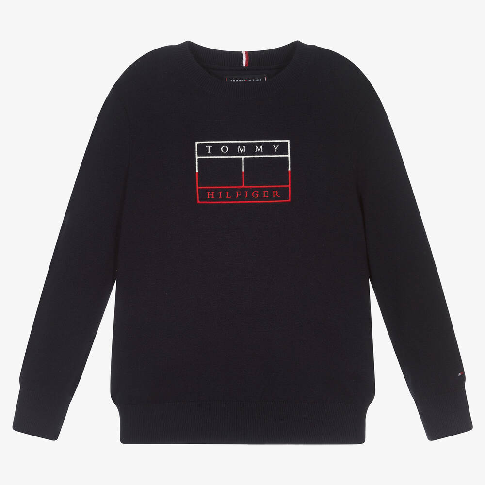 Tommy Hilfiger-Boys Blue Knitted Sweater | Childrensalon Outlet