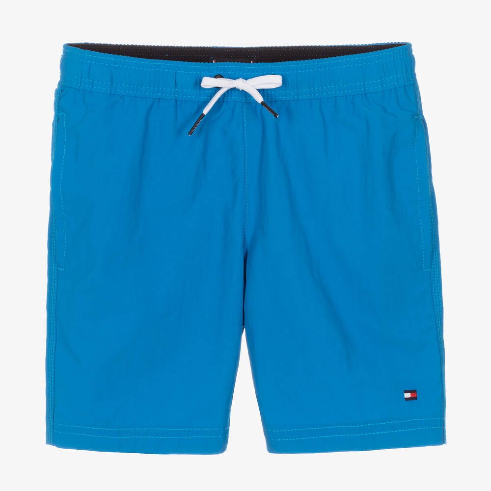 Tommy Hilfiger - Boys Blue Logo Swim Shorts | Childrensalon