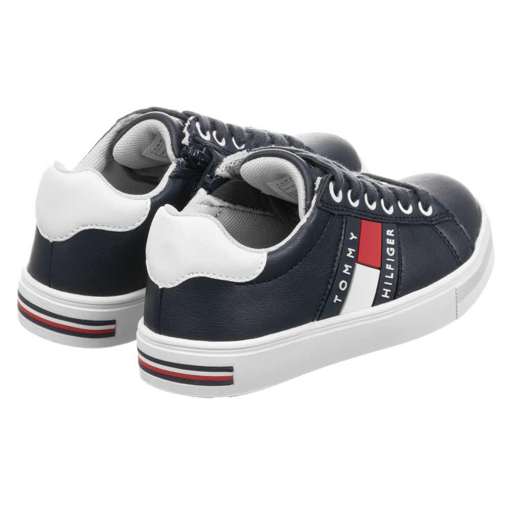 Tommy Hilfiger-ترينرز بسحّاب جلد إصطناعي لون كحلي للأولاد | Childrensalon Outlet