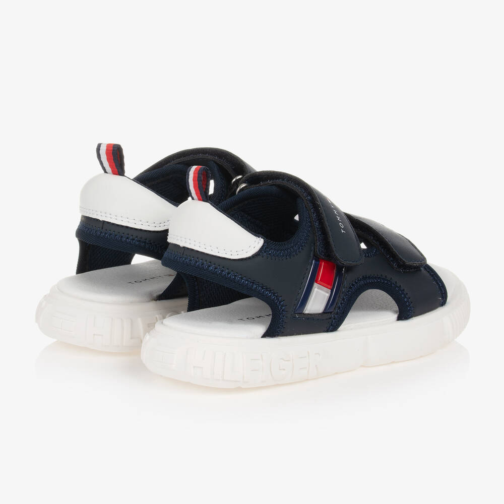 Tommy Hilfiger-Boys Blue Logo Velcro Sandals | Childrensalon Outlet
