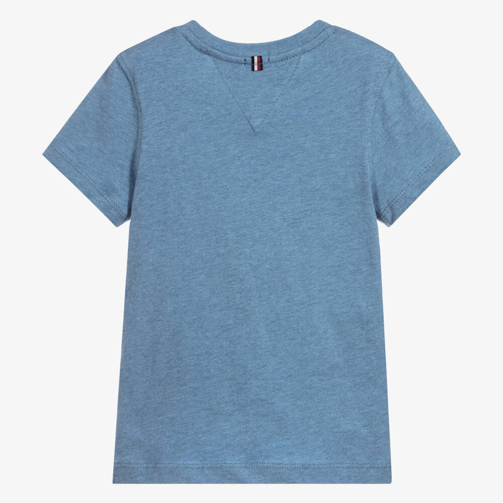 Tommy Hilfiger-Boys Blue Marl Cotton Flag Logo T-Shirt | Childrensalon Outlet