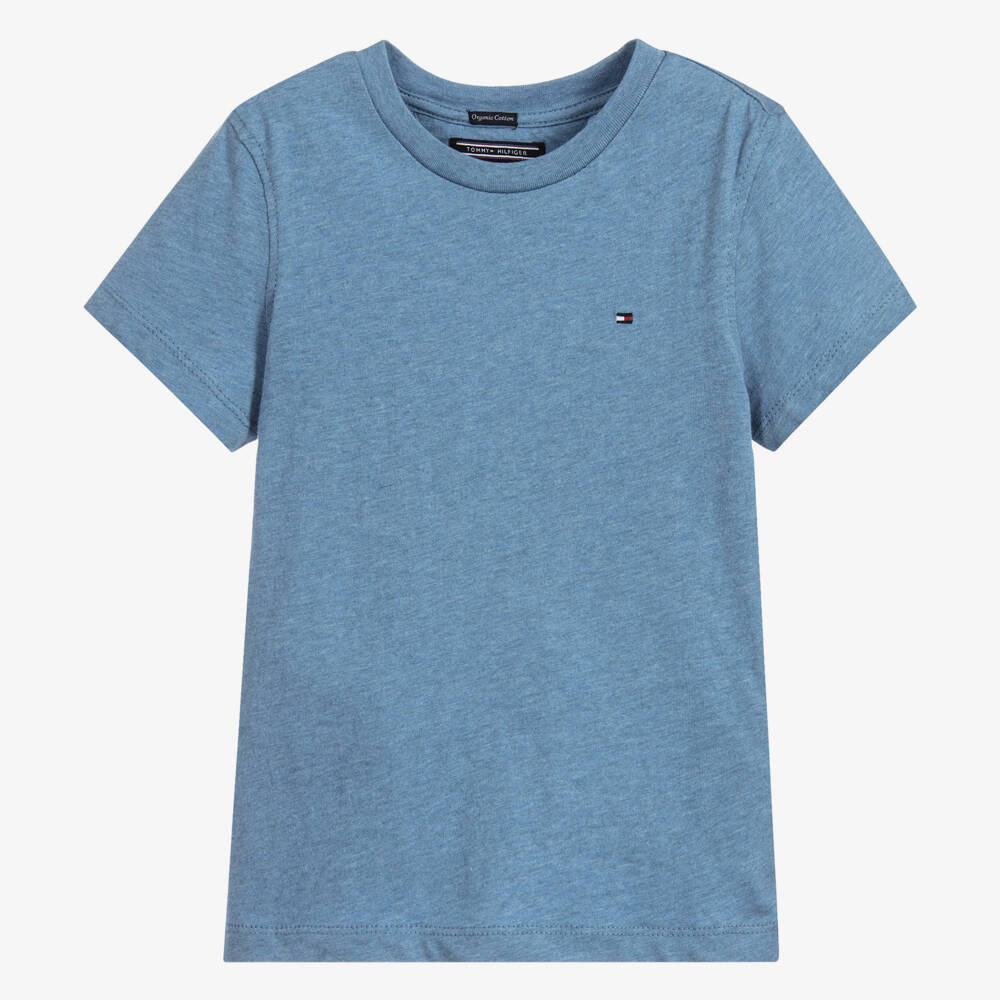 Tommy Hilfiger-Boys Blue Marl Cotton Flag Logo T-Shirt | Childrensalon Outlet