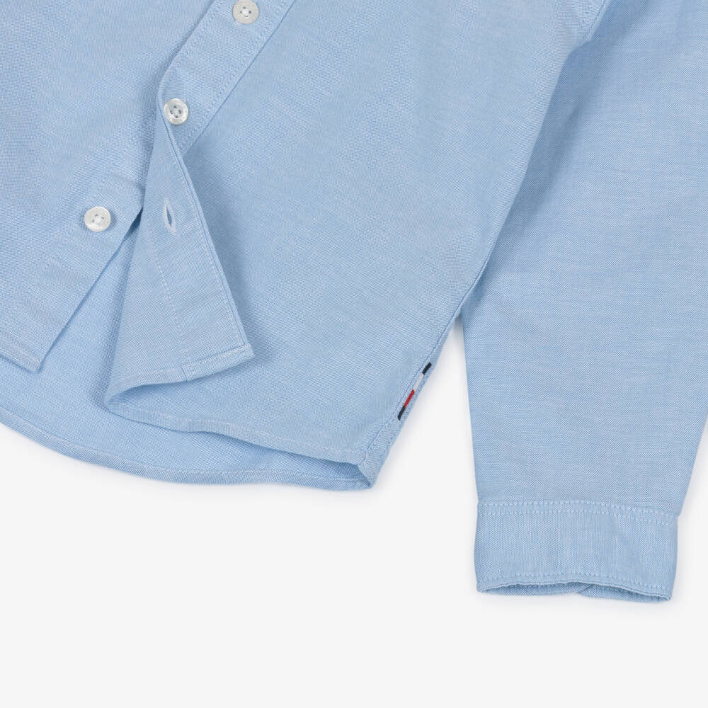 Tommy Hilfiger-Boys Blue Oxford Cotton Long-Sleeved Shirt | Childrensalon Outlet