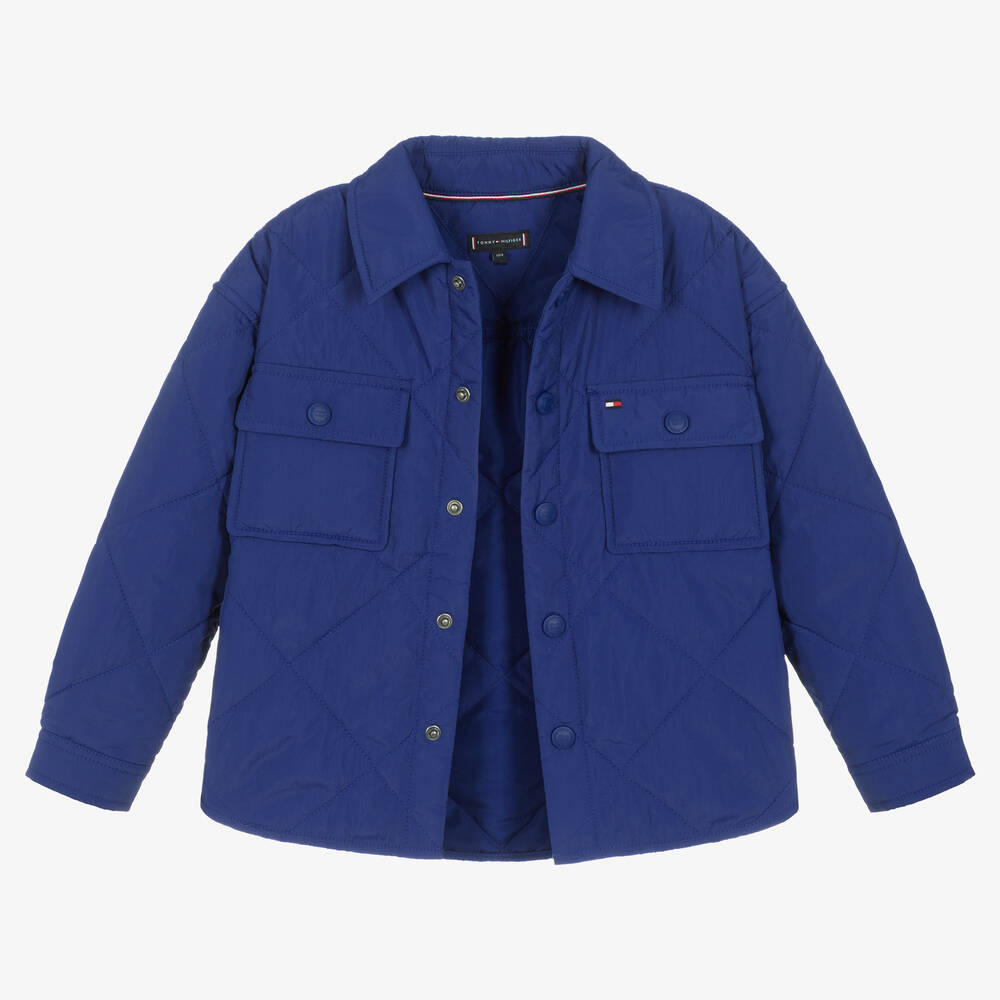 Tommy Hilfiger-Boys Blue Quilted Shacket | Childrensalon Outlet