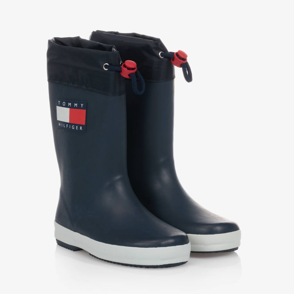 Tommy Hilfiger-Boys Blue Rain Boots with Logo | Childrensalon Outlet