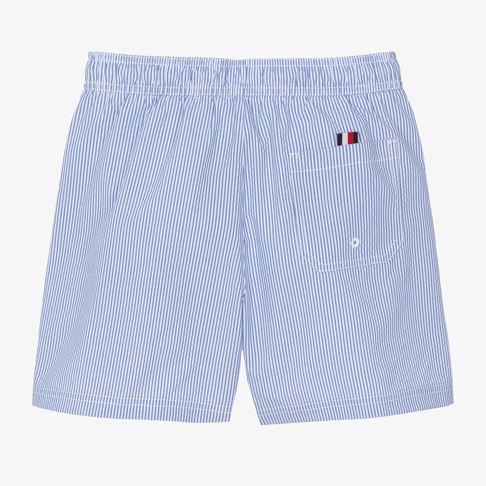 Tommy Hilfiger Boys Blue Stripe Seersucker Swim Shorts Childrensalon Outlet