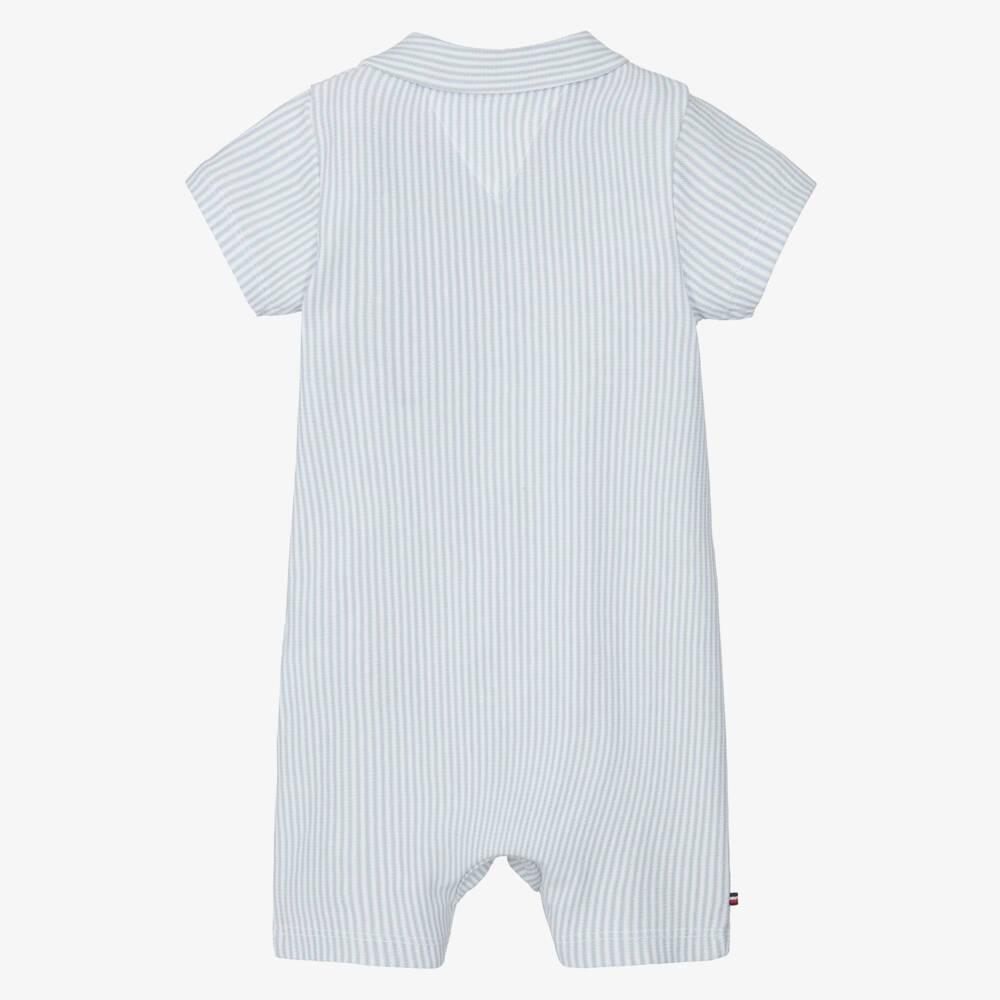 Tommy Hilfiger-Boys Blue Striped Cotton Romper | Childrensalon Outlet